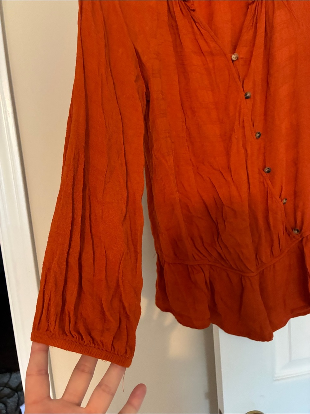 Democracy Rust Orange Button-Front Peasant Tunic - Picture 5 of 8